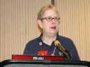 ARRL President Kay Craigie, N3KN, speaking at the Member forum.
