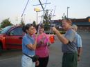 Teachers at the TI-2 session in Dayton, Ohio practice antenna positioning and tracking a satellite pass. [Matt Severin, N8MS, Photo]